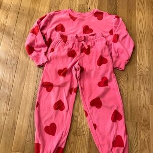 Pink and Red Heart Fleece Set